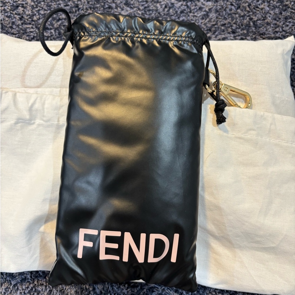 Fendi Black Eyeglass Pouch with Tory Burch fabric pouch